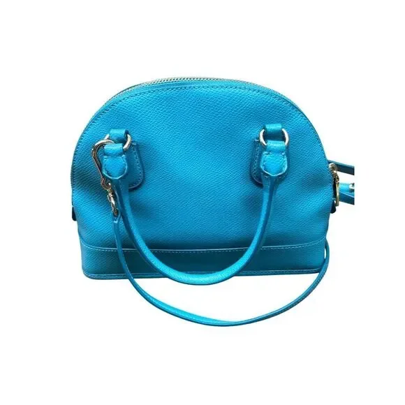 Coach Mini Turquoise Leather Crossbody Bag With Adjustable Strap & Zip Closure - Picture 5 of 11